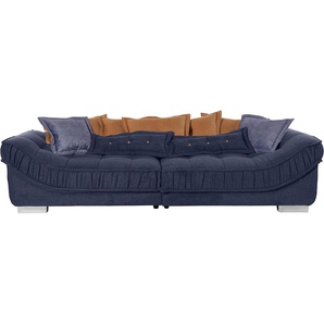 Big-Sofa LEONIQUE Diwan Luxus Sofas Gr. B/H/T: 300 cm x 68 cm x 119 cm, Struktur weich, blau XXL Sofas hochwertige Polsterung für bis zu 140 kg Belastbarkeit pro Sitzfläche