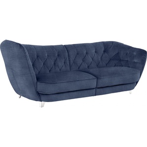 Big-Sofa LEONIQUE Retro Sofas Gr. B/H/T: 256 cm x 85 cm x 115 cm, Chenille, Hohe Armlehne links, blau (blu) XXL Sofas