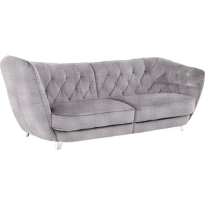 Big-Sofa LEONIQUE Retro Sofas Gr. B/H/T: 256 cm x 85 cm x 115 cm, Chenille, Hohe Armlehne links, grau (argento) XXL Sofas