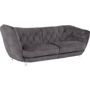 Big-Sofa LEONIQUE Retro Sofas Gr. B/H/T: 256 cm x 85 cm x 115 cm, Chenille, Hohe Armlehne links, grau (ferro) XXL Sofas