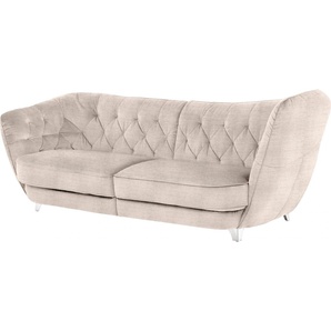 Big-Sofa LEONIQUE Retro Sofas Gr. B/H/T: 256 cm x 85 cm x 115 cm, Chenille, Hohe Armlehne rechts, beige (sabbia) XXL Sofas