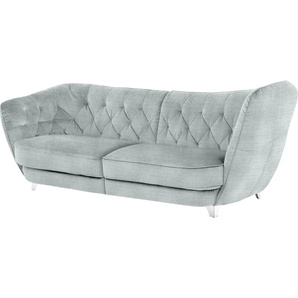 Big-Sofa LEONIQUE Retro Sofas Gr. B/H/T: 256 cm x 85 cm x 115 cm, Chenille, Hohe Armlehne rechts, grau (titano) XXL Sofas