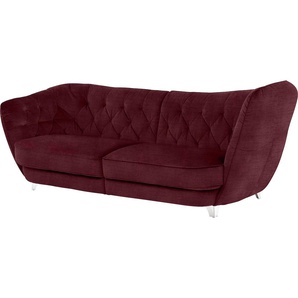 Big-Sofa LEONIQUE Retro Sofas Gr. B/H/T: 256 cm x 85 cm x 115 cm, Chenille, Hohe Armlehne rechts, rot (rusino) XXL Sofas