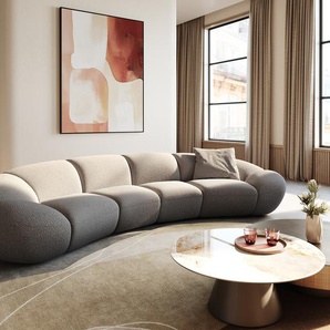 Big-Sofa Lunna 360x175 cm Bouclé Silbergrau 2 Kissen, Big Sofas