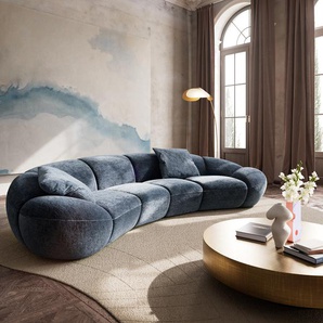 Big-Sofa Lunna 360x175 cm Chenille Blau 2 Kissen, Big Sofas