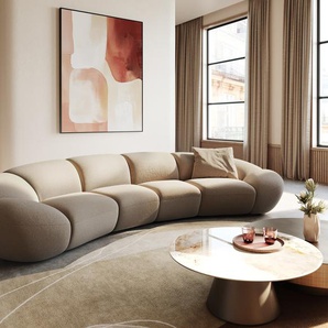 Big-Sofa Lunna 360x175 cm Fein Bouclé Taupe 2 Kissen, Big Sofas