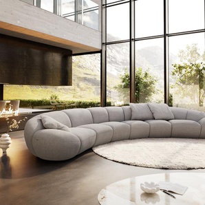 Big-Sofa Lunna 470x210 cm Strukturstoff Soft Grau 3 Kissen, Big Sofas