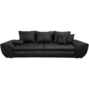Big-Sofa mit Schlaffunktion und Bettkasten XXL Couch im Vintage Look in Schwarz / 18010