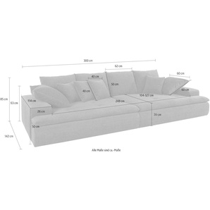 Big-Sofa MR. COUCH Sofas Gr. B/H/T: 300 cm x 85 cm x 142 cm, Aqua Clean Pascha, Mit Kaltschaum-Ohne Funktion, blau (blaugrau) XXL Sofas wahlweise mit Kaltschaum (140kg BelastungSitz) und AquaClean-Stoff