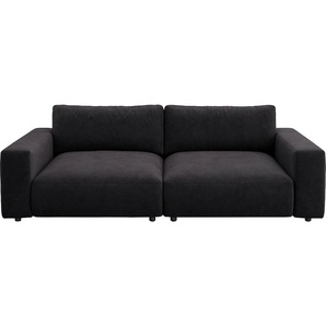 Big-Sofa MUSTERRING LUCIA, grau (anthrazit floris), B:252cm H:81cm T:124cm, Flachgewebe FLORIS (100% Polyester), Flachgewebe VALMONT (60% Baumwolle/ 40% Leinen), Microfaser CRONA (100% Polyester), Sofas, in vielen Qualitäten und 4 unterschiedlichen