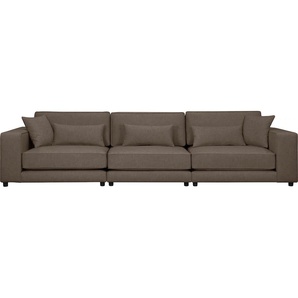 Big-Sofa OTTO PRODUCTS Grenette Sofas Gr. B/H/T: 317 cm x 77 cm x 102 cm, Samtoptik recycelt, braun XXL Sofas Modulsofa, im Baumwoll-Leinenmix oder aus recycelten Stoffen