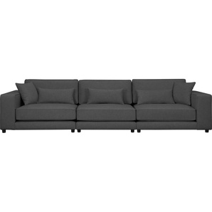 Big-Sofa OTTO PRODUCTS Grenette Sofas Gr. B/H/T: 317 cm x 77 cm x 102 cm, Samtoptik recycelt, grau (anthrazit) XXL Sofas Modulsofa, im Baumwoll-Leinenmix oder aus recycelten Stoffen