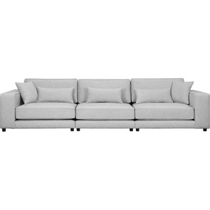 Big-Sofa OTTO PRODUCTS Grenette Sofas Gr. B/H/T: 317 cm x 77 cm x 102 cm, Samtoptik recycelt, grau (hellgrau) XXL Sofas Modulsofa, im Baumwoll-Leinenmix oder aus recycelten Stoffen
