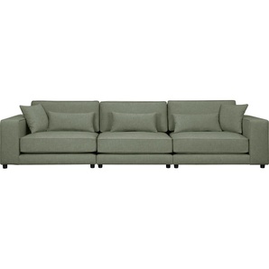 Big-Sofa OTTO PRODUCTS Grenette Sofas Gr. B/H/T: 317 cm x 77 cm x 102 cm, Samtoptik recycelt, grün XXL Sofas Modulsofa, im Baumwoll-Leinenmix oder aus recycelten Stoffen
