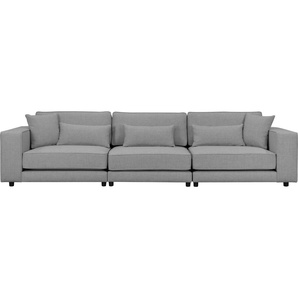 Big-Sofa OTTO PRODUCTS Grenette Sofas Gr. B/H/T: 317 cm x 77 cm x 102 cm, Struktur (recyceltes Polyester), grau (anthrazit) XXL Sofas Modulsofa, im Baumwoll-Leinenmix oder aus recycelten Stoffen