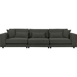 Big-Sofa OTTO PRODUCTS Grenette Sofas Gr. B/H/T: 317 cm x 77 cm x 102 cm, Struktur (recyceltes Polyester), grün (dunkelgrün) XXL Sofas Modulsofa, im Baumwoll-Leinenmix oder aus recycelten Stoffen