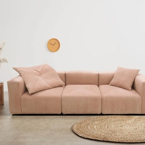 Big-Sofa RAUM.ID Gerrid Sofas Gr. B/H/T: 301 cm x 69 cm x 108 cm, Cord, rosa (rose) XXL Sofas Cord-Bezug, bestehend aus Modulen: 2 Eck- und ein Mittelelement