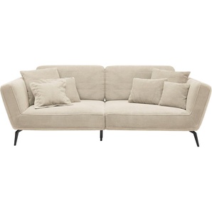 Big-Sofa SET ONE BY MUSTERRING SO 4500 Sofas Gr. B/H/T: 260 cm x 90 cm x 125 cm, Breitcord, mit Kopfstütze, beige (creme) XXL Sofas Füße in zwei Farben, wahlweise mit Kopftütze, Breite 260cm