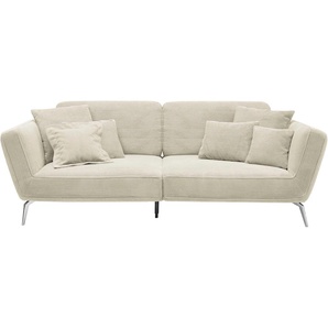 Big-Sofa SET ONE BY MUSTERRING SO 4500 Sofas Gr. B/H/T: 260 cm x 90 cm x 125 cm, Breitcord, mit Kopfstütze, beige (creme) XXL Sofas Füße in zwei Farben, wahlweise mit Kopftütze, Breite 260cm