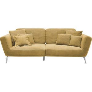 Big-Sofa SET ONE BY MUSTERRING SO 4500 Sofas Gr. B/H/T: 260 cm x 90 cm x 125 cm, Breitcord, mit Kopfstütze, gelb (mustard) XXL Sofas Füße in zwei Farben, wahlweise mit Kopftütze, Breite 260cm