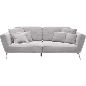 Big-Sofa SET ONE BY MUSTERRING SO 4500 Sofas Gr. B/H/T: 260 cm x 90 cm x 125 cm, Breitcord, mit Kopfstütze, grau (hellgrau) XXL Sofas Füße in zwei Farben, wahlweise mit Kopftütze, Breite 260cm