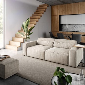 Big-Sofa Sirpio 230x95 cm Cord Beige mit Hocker, Big Sofas