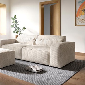 Big-Sofa Sirpio XL 270x130 cm Cord Beige mit Hocker, Big Sofas