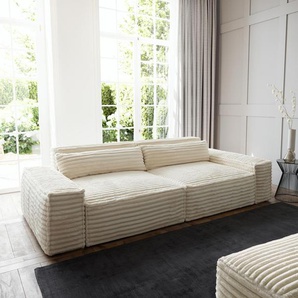 Big-Sofa Sirpio XL 270x130 cm Plüschcord Beige mit Hocker, Big Sofas