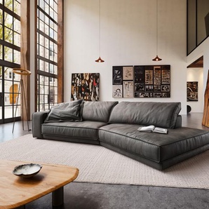 Big-Sofa Snoosh 400x150 cm Mikrofaser Schwarz Vintage Recamiere rechts, Big Sofas