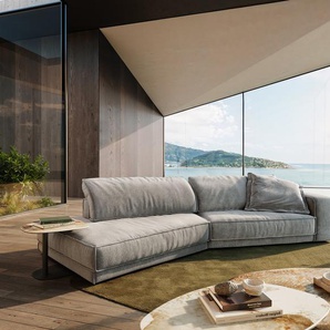 Big-Sofa Snoosh 400x150 cm Strukturstoff Soft Grau Recamiere links, Big Sofas