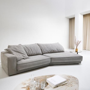 Big-Sofa Snoosh 400x150 cm Strukturstoff Soft Grau Recamiere rechts, Big Sofas