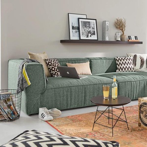 Big-Sofa TOM TAILOR HOME BIG CUBE Sofas Gr. B/H/T: 240 cm x 66 cm x 122 cm, Chenillestoff TSE, ohne Sitztiefenverstellung, grün (spearmint tse 606) XXL Sofas