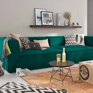 Big-Sofa TOM TAILOR HOME BIG CUBE Sofas Gr. B/H/T: 240 cm x 66 cm x 122 cm, Samtstoff TSV, ohne Sitztiefenverstellung, blau (aquamarine tsv 57) XXL Sofas