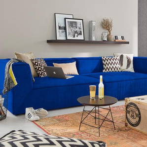 Big-Sofa TOM TAILOR HOME BIG CUBE Sofas Gr. B/H/T: 240 cm x 66 cm x 122 cm, Samtstoff TSV, ohne Sitztiefenverstellung, blau (cobalt tsv 66) XXL Sofas