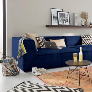 Big-Sofa TOM TAILOR HOME BIG CUBE Sofas Gr. B/H/T: 240 cm x 66 cm x 122 cm, Samtstoff TSV, ohne Sitztiefenverstellung, blau (indigo tsv 6) XXL Sofas