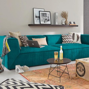 Big-Sofa TOM TAILOR HOME BIG CUBE Sofas Gr. B/H/T: 240 cm x 66 cm x 122 cm, Samtstoff TSV, ohne Sitztiefenverstellung, grün (emerald tsv 3) XXL Sofas