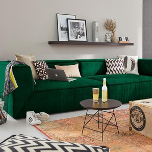 Big-Sofa TOM TAILOR HOME BIG CUBE Sofas Gr. B/H/T: 240 cm x 66 cm x 122 cm, Samtstoff TSV, ohne Sitztiefenverstellung, grün (forest tsv 33) XXL Sofas
