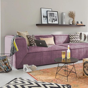 Big-Sofa TOM TAILOR HOME BIG CUBE Sofas Gr. B/H/T: 240 cm x 66 cm x 122 cm, Samtstoff TSV, ohne Sitztiefenverstellung, lila (lavender tsv 18) XXL Sofas