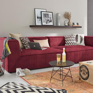 Big-Sofa TOM TAILOR HOME BIG CUBE Sofas Gr. B/H/T: 240 cm x 66 cm x 122 cm, Samtstoff TSV, ohne Sitztiefenverstellung, rot (wine red tsv 7) XXL Sofas