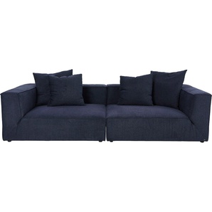 Big-Sofa TOM TAILOR HOME BIG CUBE Sofas Gr. B/H/T: 270 cm x 66 cm x 122 cm, Chenille GCP, mit 1 x Kissen-Set M, blau (denim gcp 106) XXL Sofas