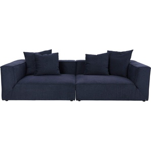 Big-Sofa TOM TAILOR HOME BIG CUBE Sofas Gr. B/H/T: 270 cm x 66 cm x 122 cm, Chenille GCP, mit 1 x Kissen-Set M, blau (denim gcp 106) XXL Sofas inkl. Zierkissen, Breite 270 cm