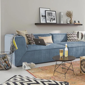 Big-Sofa TOM TAILOR HOME BIG CUBE Sofas Gr. B/H/T: 270 cm x 66 cm x 122 cm, Samtstoff TSV, ohne Sitztiefenverstellung, blau (cornflower tsv 16) XXL Sofas