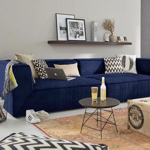 Big-Sofa TOM TAILOR HOME BIG CUBE Sofas Gr. B/H/T: 270 cm x 66 cm x 122 cm, Samtstoff TSV, ohne Sitztiefenverstellung, blau (indigo tsv 6) XXL Sofas