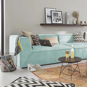 Big-Sofa TOM TAILOR HOME BIG CUBE Sofas Gr. B/H/T: 270 cm x 66 cm x 122 cm, Samtstoff TSV, ohne Sitztiefenverstellung, blau (sky tsv 13) XXL Sofas