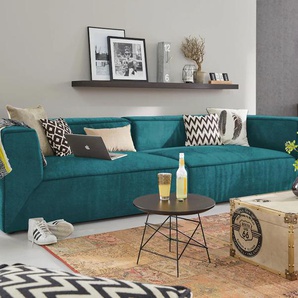 Big-Sofa TOM TAILOR HOME BIG CUBE Sofas Gr. B/H/T: 270 cm x 66 cm x 122 cm, Samtstoff TSV, ohne Sitztiefenverstellung, grün (emerald tsv 3) XXL Sofas