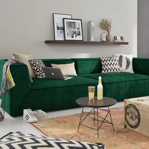 Big-Sofa TOM TAILOR HOME BIG CUBE Sofas Gr. B/H/T: 270 cm x 66 cm x 122 cm, Samtstoff TSV, ohne Sitztiefenverstellung, grün (forest tsv 33) XXL Sofas