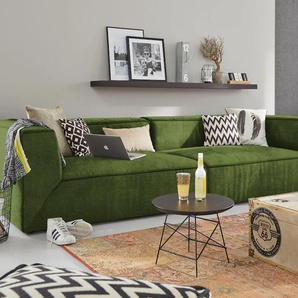 Big-Sofa TOM TAILOR HOME BIG CUBE Sofas Gr. B/H/T: 270 cm x 66 cm x 122 cm, Samtstoff TSV, ohne Sitztiefenverstellung, grün (olive tsv 23) XXL Sofas
