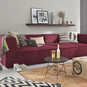 Big-Sofa TOM TAILOR HOME BIG CUBE Sofas Gr. B/H/T: 270 cm x 66 cm x 122 cm, Samtstoff TSV, ohne Sitztiefenverstellung, rot (wine red tsv 7) XXL Sofas