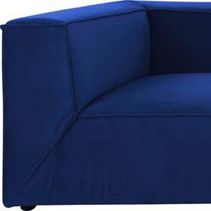 Big-Sofa TOM TAILOR HOME BIG CUBE Sofas Gr. B/H/T: 270 cm x 66 cm x 129 cm, Samtstoff TSV, mit Sitztiefenverstellung, blau (cobalt tsv 66) XXL Sofas in 2 Breiten, wahlweise mit Sitztiefenverstellung, Tiefe 129 cm