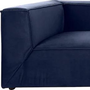 Big-Sofa TOM TAILOR HOME BIG CUBE Sofas Gr. B/H/T: 270 cm x 66 cm x 129 cm, Samtstoff TSV, mit Sitztiefenverstellung, blau (indigo tsv 6) XXL Sofas